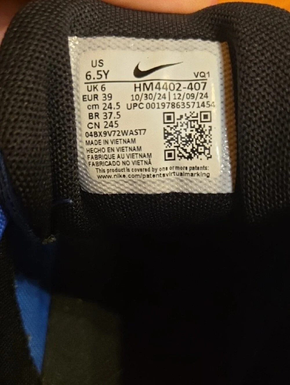 Boys Youth Nike Blue and White Running Sneakers with Black Accents